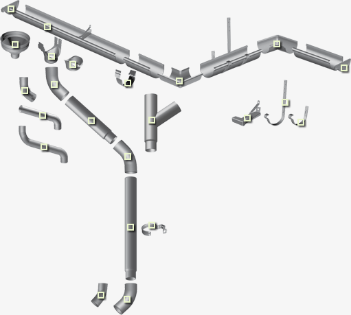 Novatik Ronda gutters & downpipes - exploded diagram